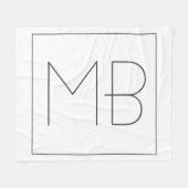 Couverture Polaire Blanc Élégant Unique Monogramme (Devant (Horizontal))