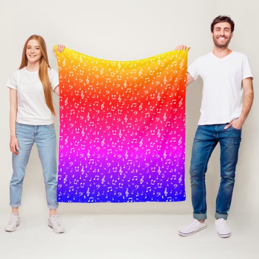 Couverture Polaire blanc et arc-en-ciel Musical (En situation)