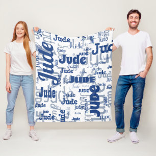 Couverture Polaire Blanc et bleu Nom court Motif répétitif Moderne