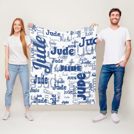 Couverture Polaire Blanc et bleu Nom court Motif répétitif Moderne (En situation)