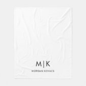 Couverture Polaire Blanc et noir | Monogramme moderne (Devant)