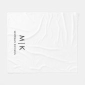 Couverture Polaire Blanc et noir | Monogramme moderne (Devant (Horizontal))