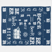 Couverture Polaire Blanc glacé et bleu de signe de bière (Devant (Horizontal))