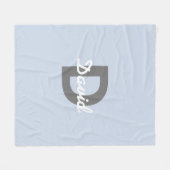 Couverture Polaire Blanc gris bleu Nom et monogramme (Devant (Horizontal))