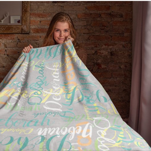 Couverture Polaire blanc gris pâle avec son nom