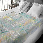 Couverture Polaire blanc gris pâle avec son nom