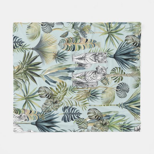 Couverture Polaire Blanc Jungle bleu Tongs polaire (Devant (Horizontal))