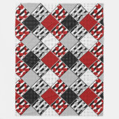 Couverture Polaire Blanc noir avec patchwork rétro rouge (Devant)