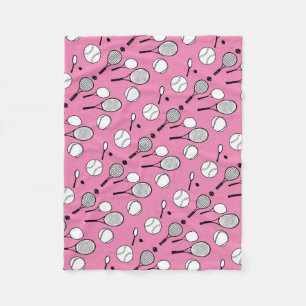 Couverture Polaire Blanc noir rose de tennis