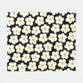 Couverture Polaire Blanc noir Tropical Floral Botanique Été (Devant (Horizontal))