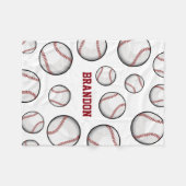 Couverture Polaire Blanc nommé fait sur commande de fan de base-ball (Devant (Horizontal))