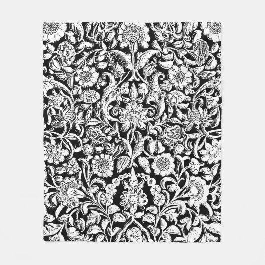 Couverture Polaire Blanc ornemental sur noir (Devant)