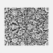 Couverture Polaire Blanc ornemental sur noir (Devant (Horizontal))