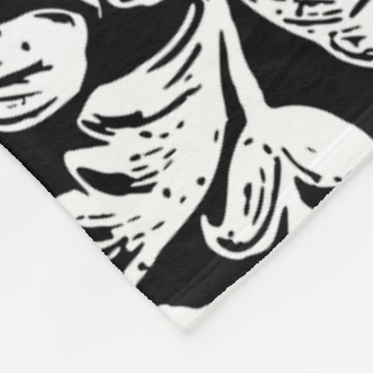 Couverture Polaire Blanc ornemental sur noir (Coin)