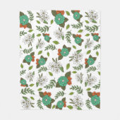 Couverture Polaire Blanc Rétro et Floral Vert (Devant)