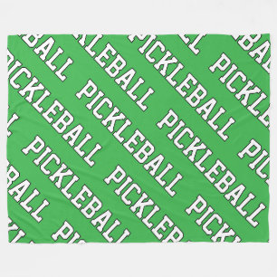 Couverture Polaire Blanc Sportif à Motif Répété PICKLEBALL sur Vert C