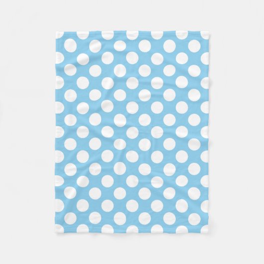 Couverture Polaire Blanc sur Bébé Bleu Grand Taille Pois (Devant)