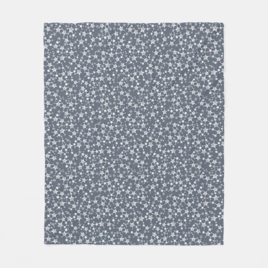 Couverture Polaire Blanc sur bleu foncé gris | Motif d'étoiles d'impr (Devant)