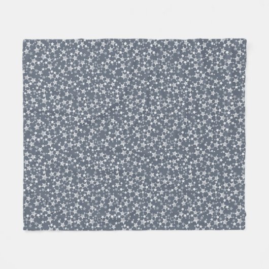 Couverture Polaire Blanc sur bleu foncé gris | Motif d'étoiles d'impr (Devant (Horizontal))