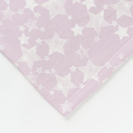 Couverture Polaire Blanc sur Dusty Pink | Motif d'étoiles d'impressio (Coin)