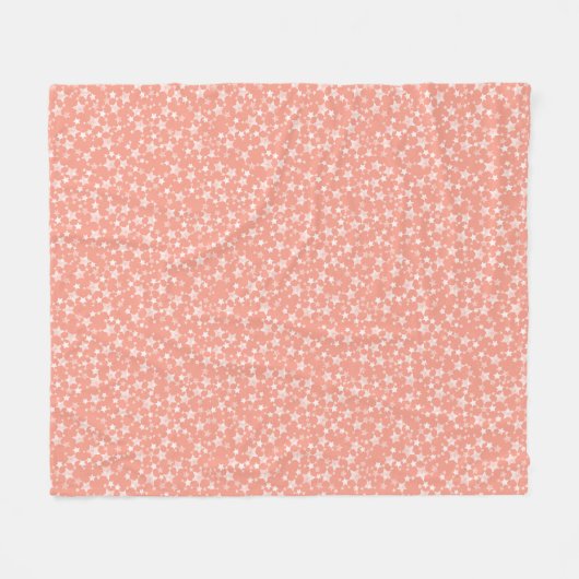 Couverture Polaire Blanc sur le corail | Motif d'étoiles d'impression (Devant (Horizontal))