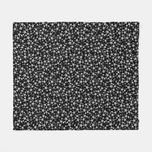 Couverture Polaire Blanc sur noir | Motif d'étoiles d'impression Lino (Devant (Horizontal))