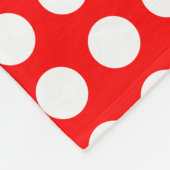 Couverture Polaire Blanc sur rouge grand format Pois horizontaux (Coin)