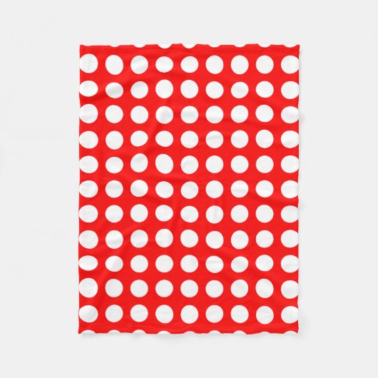 Couverture Polaire Blanc sur rouge grand format Pois horizontaux (Devant)