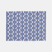 Couverture Polaire Blanc tribal Chevron de diamant d'Ikat de bleu (Devant (Horizontal))
