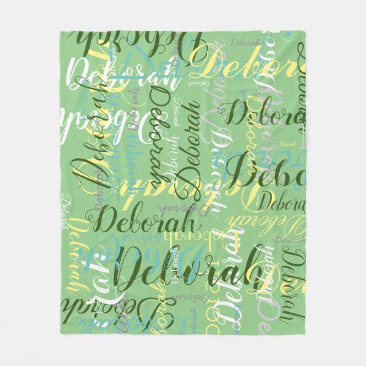 Couverture Polaire blanc vert sauge molleton-couverture avec nom (Devant)