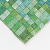 Couverture Polaire Blanche À damiers polaire verte chatoyante (Coin)