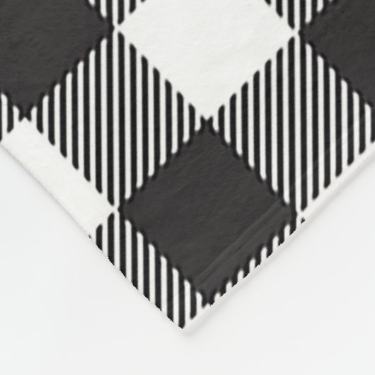 Couverture Polaire Blanche à plat de buffle noir et blanc (Coin)