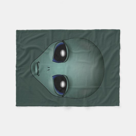 Couverture Polaire Blanche Alien Cute Alien Gris Art Fleece Blanket (Devant (Horizontal))