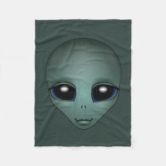 Couverture Polaire Blanche Alien Cute Alien Gris Art Fleece Blanket (Devant)