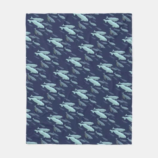 Couverture Polaire Blanche baleine Beluga Art Fleece Blanches (Devant)