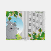 Couverture Polaire Blanche bébé de Milestone - Eléphant (Devant (Horizontal))