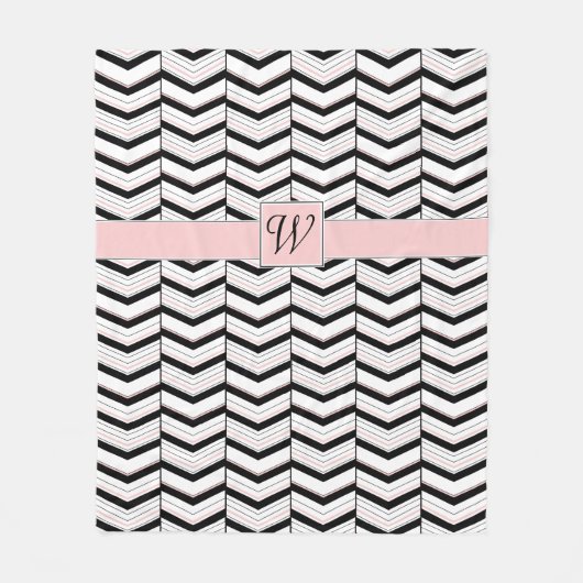 Couverture Polaire Blanche blanche noire et blanche Chevron polaire (Devant)