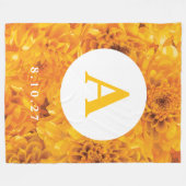 Couverture Polaire Blanche Chrysanthème Or Personnalisée (Devant (Horizontal))