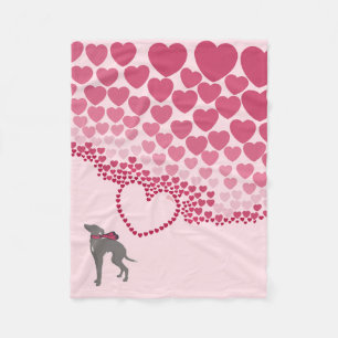 Couverture Polaire Blanche Coeur de Chien Grise Italienne. Silencieux