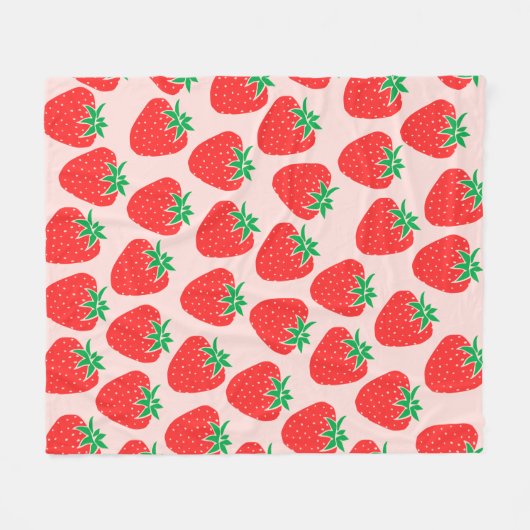 Couverture Polaire Blanche de fraises cuites (Devant (Horizontal))