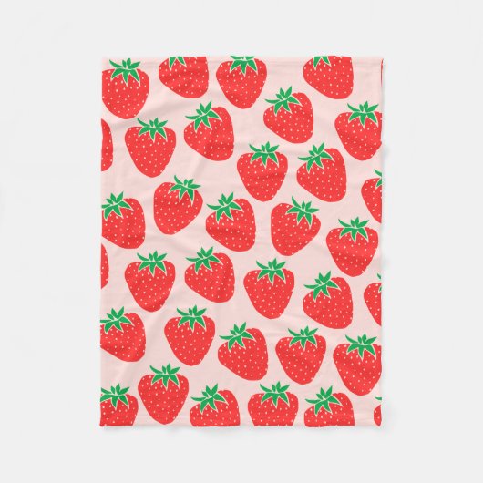 Couverture Polaire Blanche de fraises cuites (Devant)