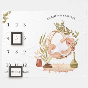 Couverture Polaire Blanche de jalon du bébé Boho neutre pour le genre