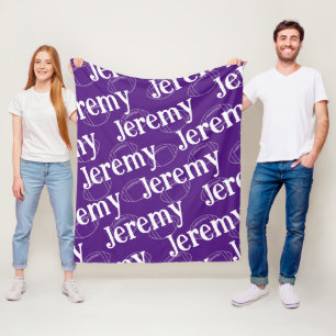 Couverture Polaire Blanche de la flotte de football violet et blanc