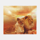 Couverture Polaire Blanche de Lion africain (Devant (Horizontal))