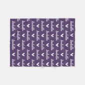 Couverture Polaire Blanche de nom personnalisée pourpre avec coeur (Devant (Horizontal))