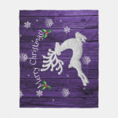 Couverture Polaire Blanche de rennes de Noël violet rustique (Devant)