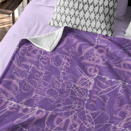 Couverture Polaire Blanche de typographie violette pour elle