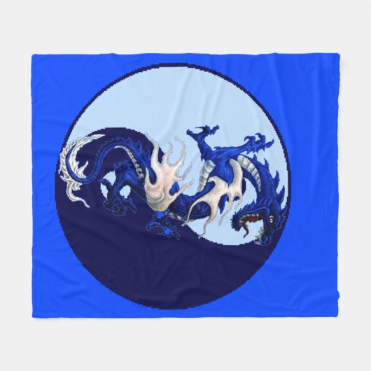 Couverture Polaire Blanche Dragon Bleu (Devant (Horizontal))