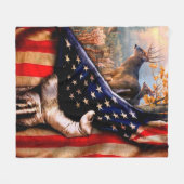 Couverture Polaire Blanche Drapeau Américain De Cerf, (Devant (Horizontal))