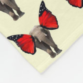 Couverture Polaire Blanche éléphante à ailes rouges (Coin)